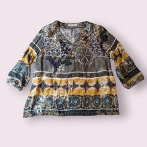 Betty Barclay paisley with sequin collar top XL